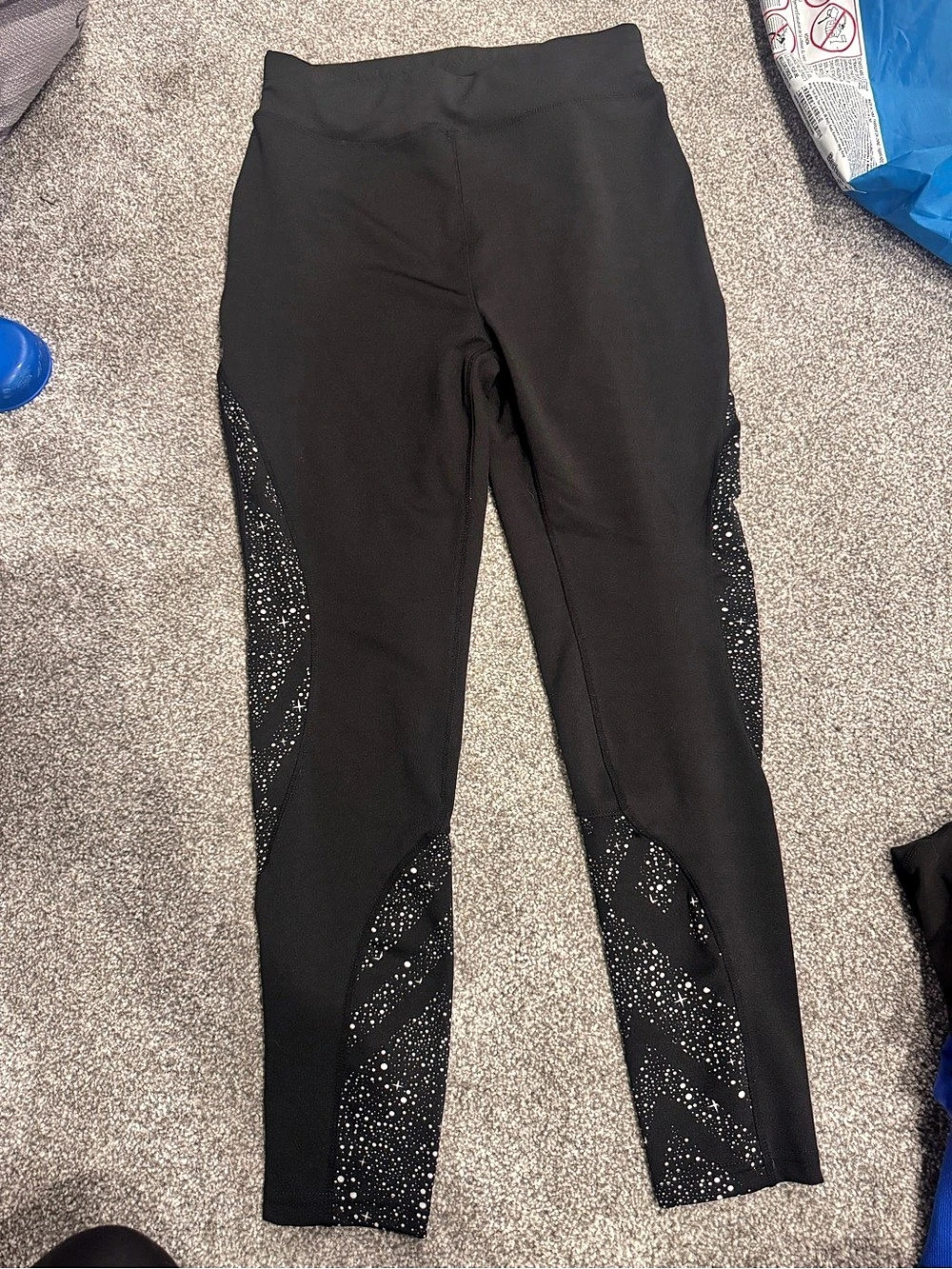 Pop Fit Black Abstract Print Leggings Size XL Like New